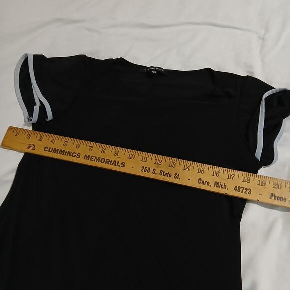 NIK and NASH S Black Short-Flounce-Sleeved A-Line Dress Round-Neck Mid-Length - Picture 7 of 11